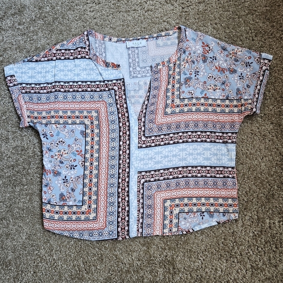 Sage The Label Bohemian Patchwork Short Sleeve Crop Top, Size Small - Picture 1 of 5